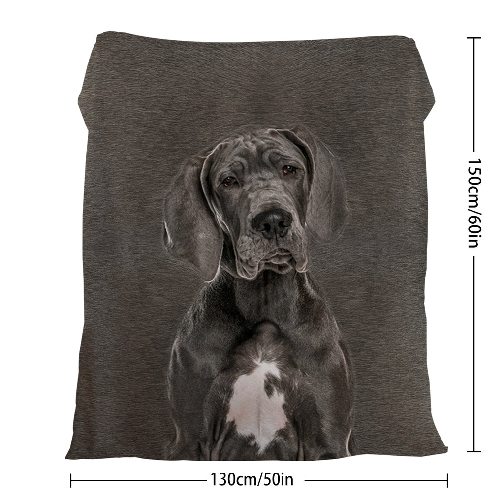 Grey Great Dane Flannel Throw Blanket