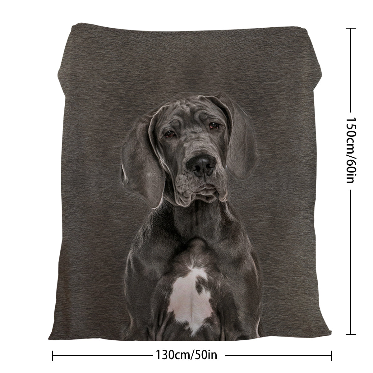 Grey Great Dane Flannel Throw Blanket
