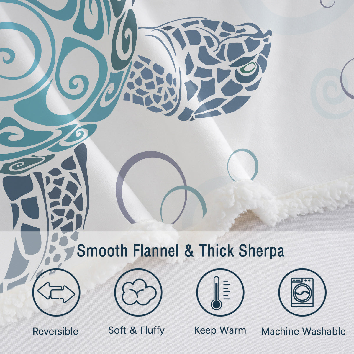 Sea Turtle Blanket Aqua Teal Blue Sherpa Fleece Throw Blanket Ocean Plush Blankets Turtle Themed Sherpa Plush Throw Blanket