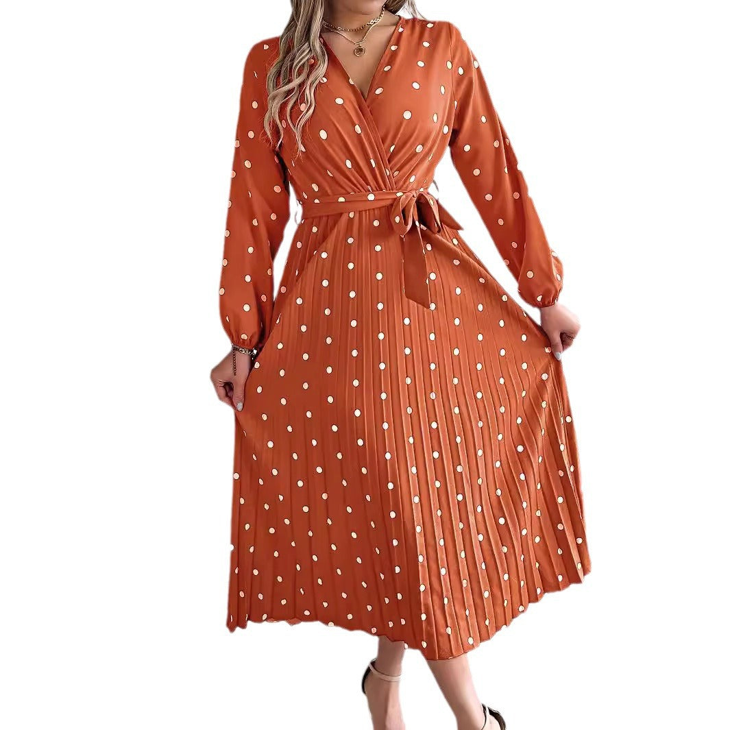 Elegant Polka Dot Wrap Maxi Dress