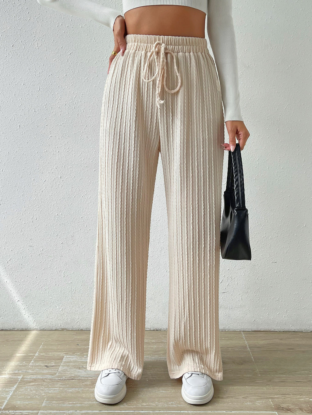 Knot Waist Wide Leg Trousers