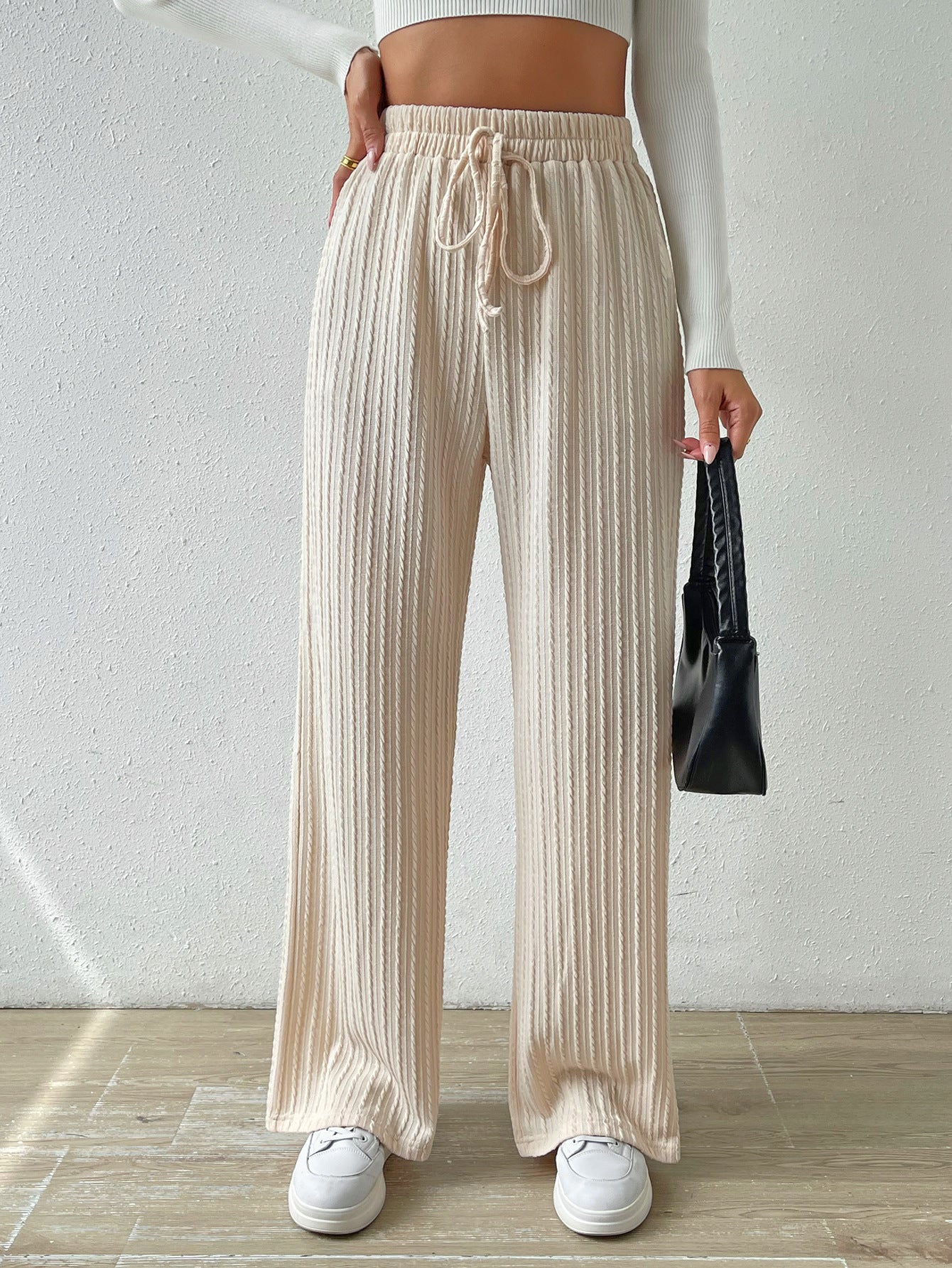 Knot Waist Wide Leg Trousers