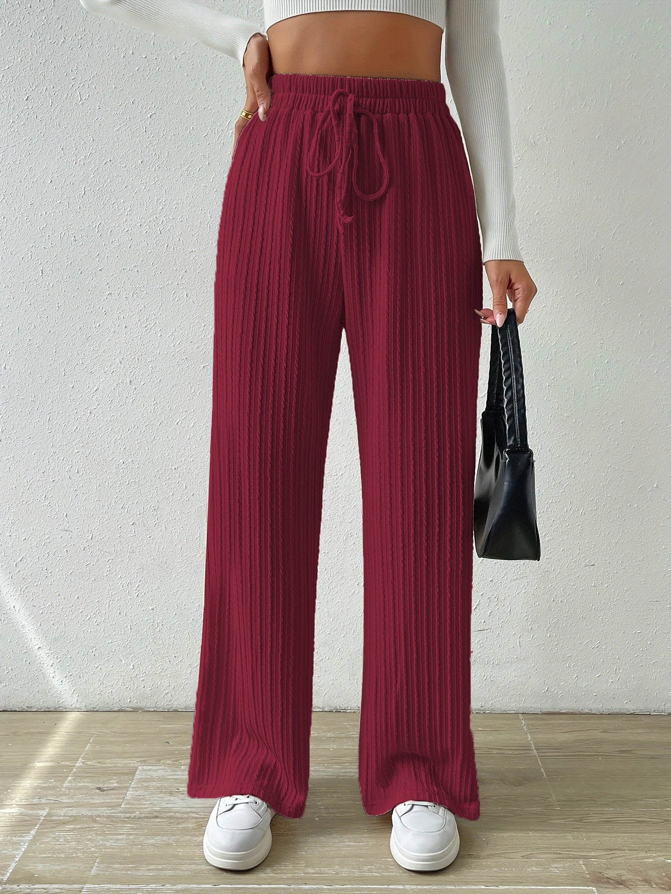 Knot Waist Wide Leg Trousers