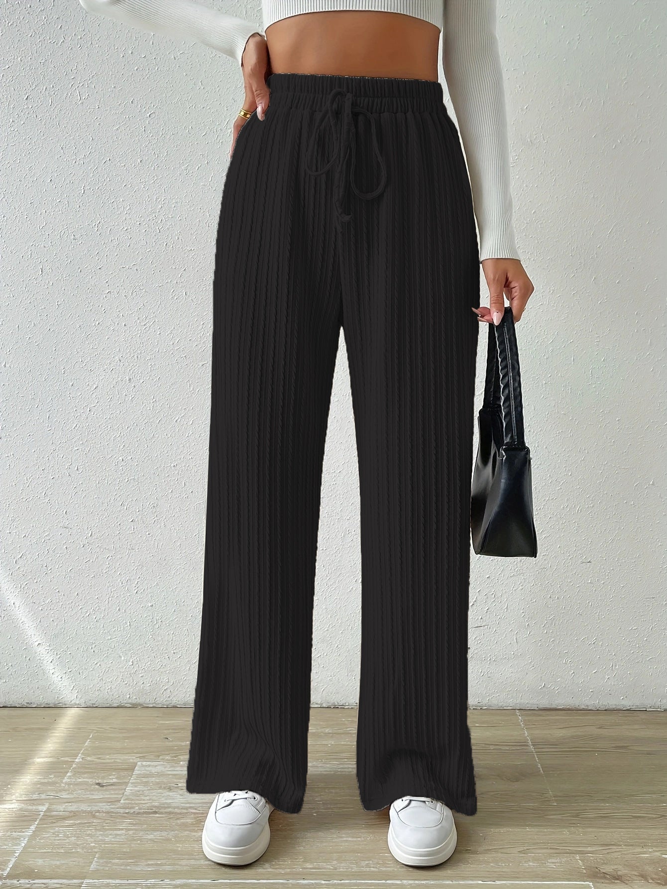 Knot Waist Wide Leg Trousers