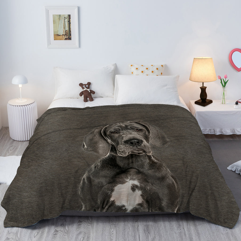 Grey Great Dane Flannel Throw Blanket