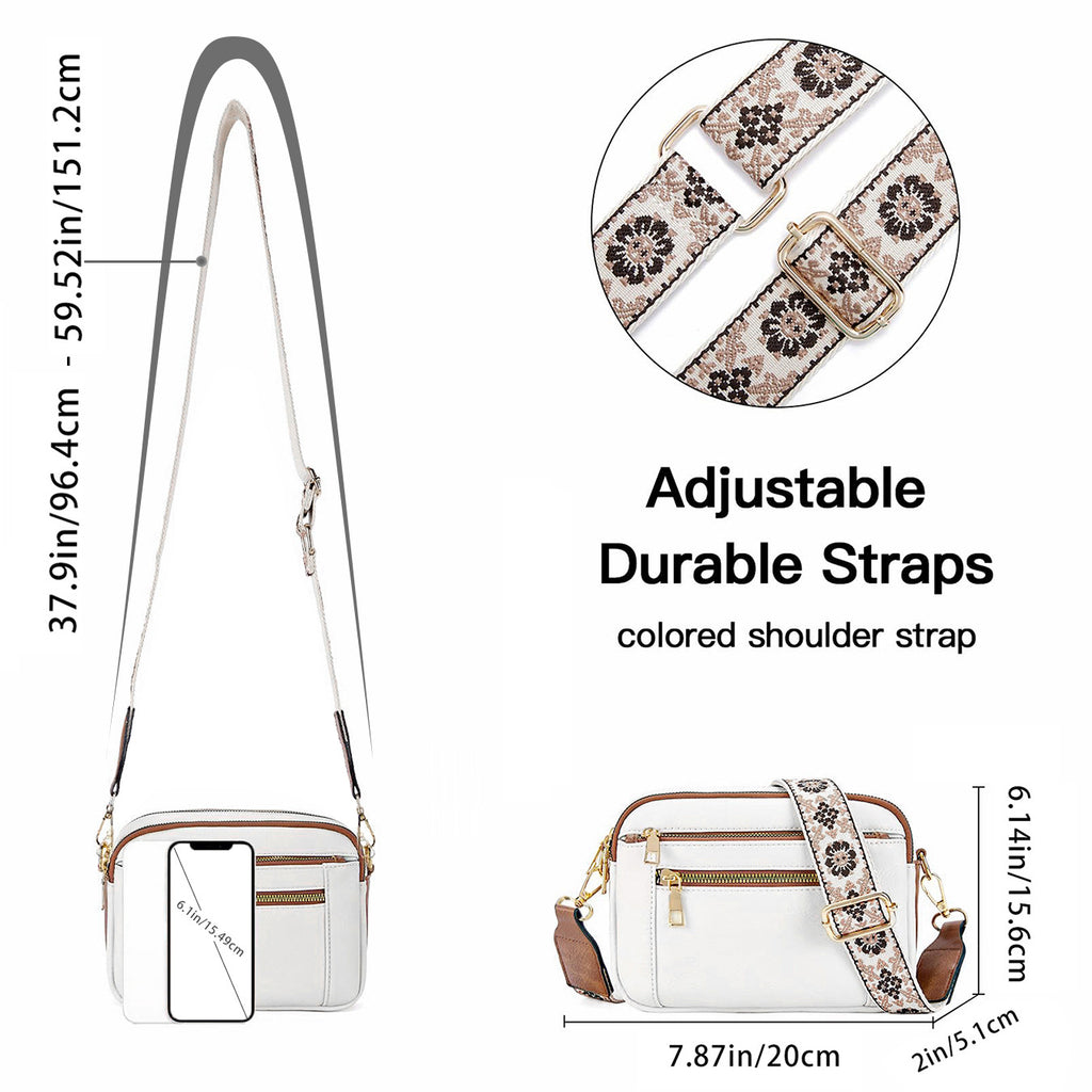 Triple-zipper Shoulder Bag With Floral