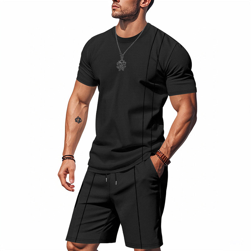 Men's Crew-Neck Short-Sleeve T-Shirt And Shorts Set