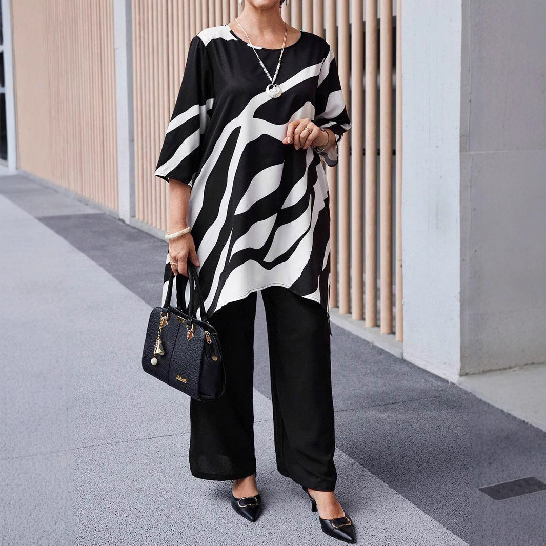 Plus-size Casual Straight-leg Pants Sets