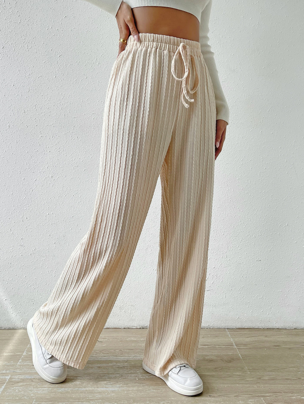 Knot Waist Wide Leg Trousers