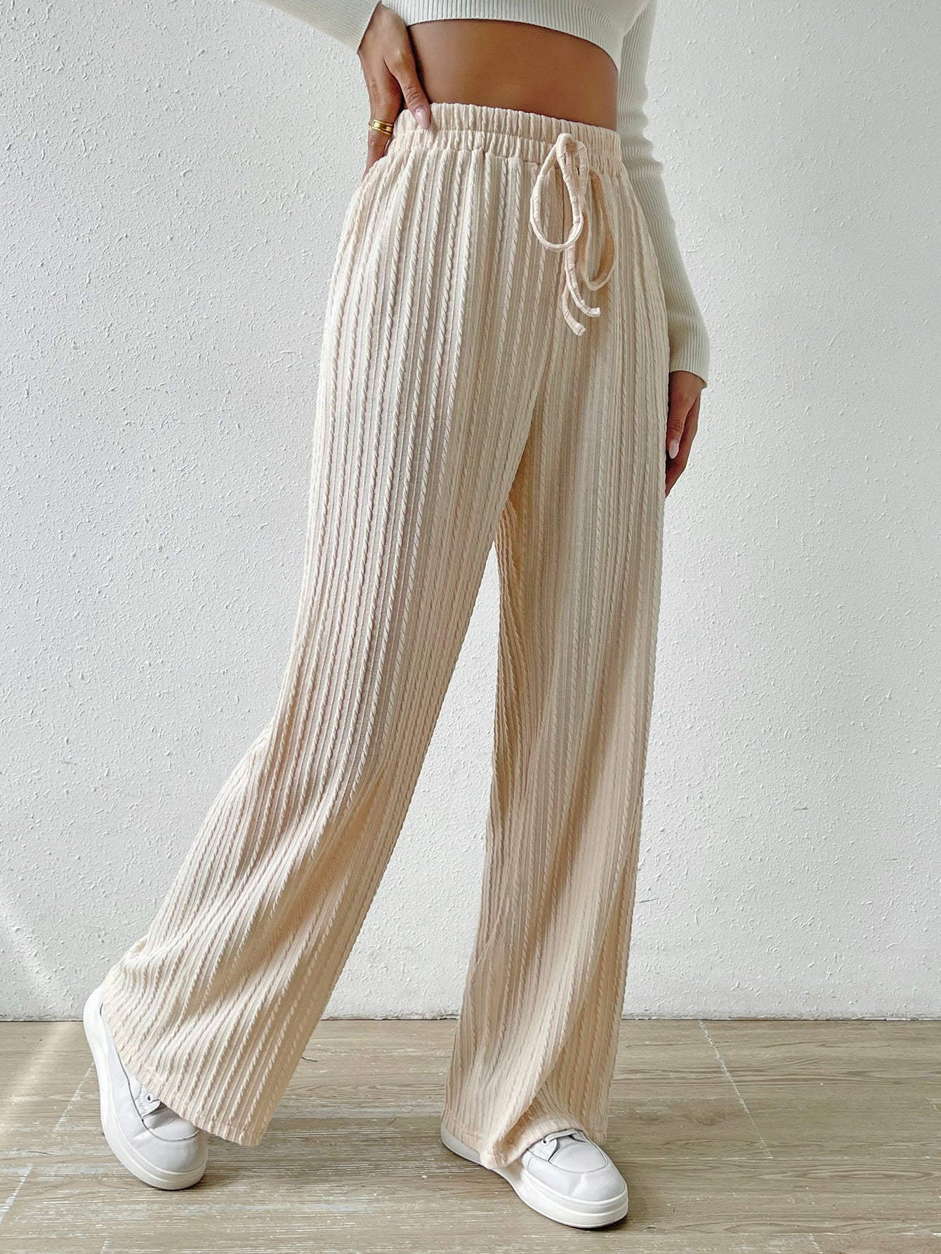 Knot Waist Wide Leg Trousers