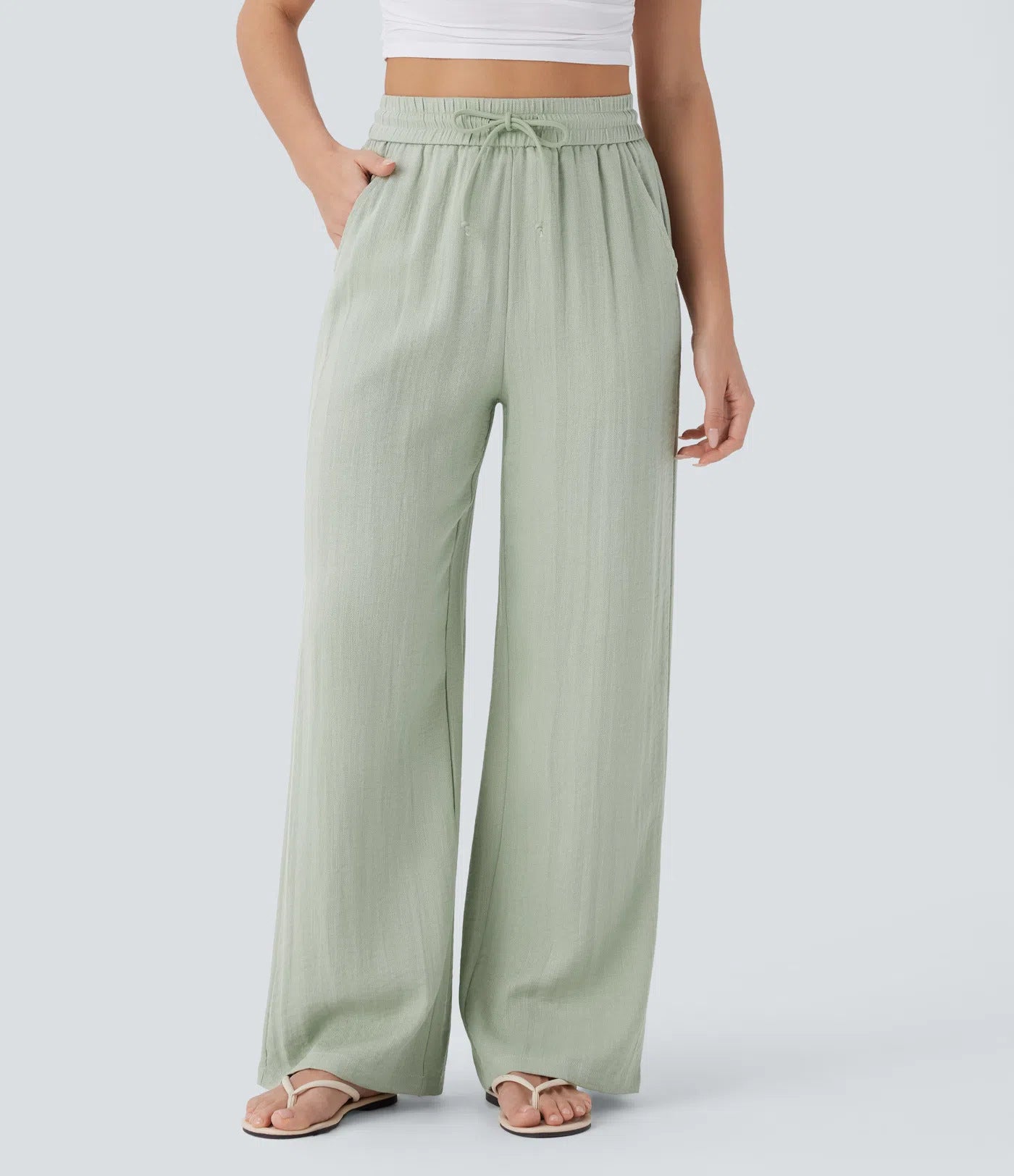 Wide Leg Loose Drawstring Trousers