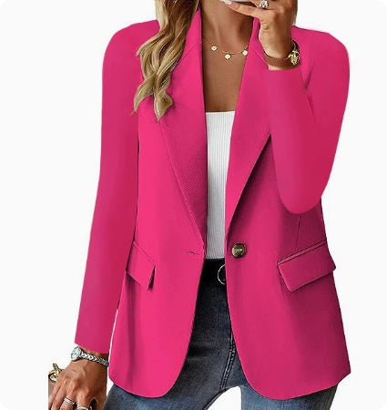 Women's Casual Solid Color Buttons Commuter Cuff Pleated Blazer