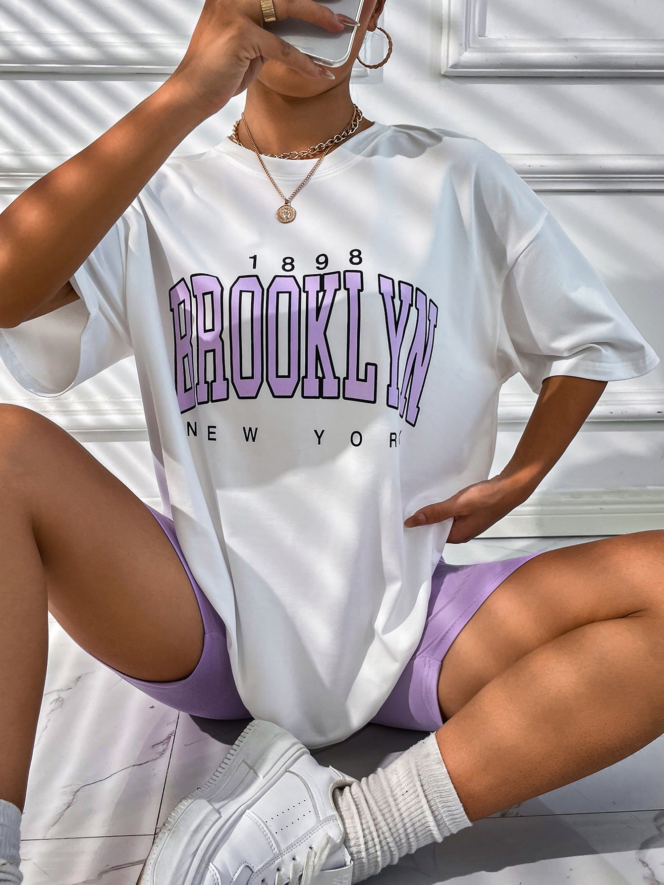Summer Fashion Casual  Drop Shoulder Women's T-shirt