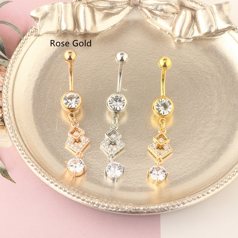 Popular Stainless Steel Belly Button Ring Exquisitely Inlaid With Zircon Belly