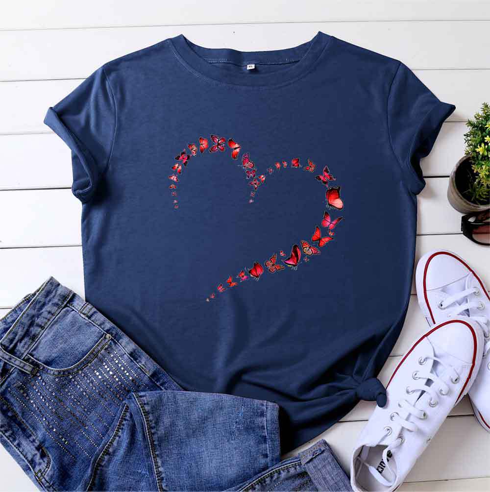 Butterfly heart print Short Sleeve