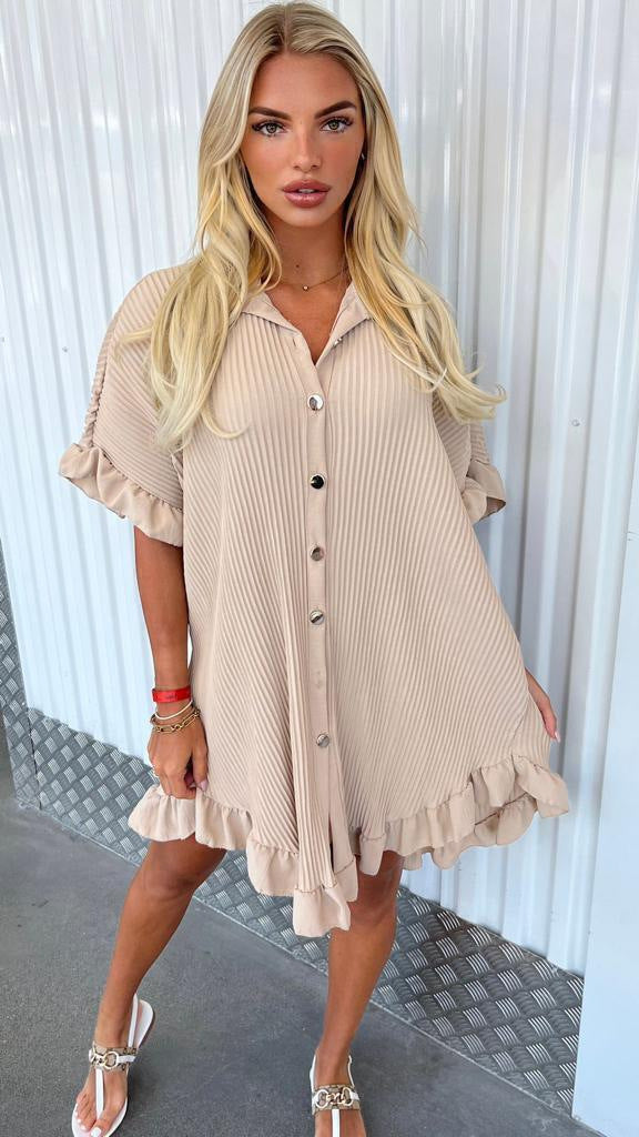 Shirt Dress Ruffle Sleeve