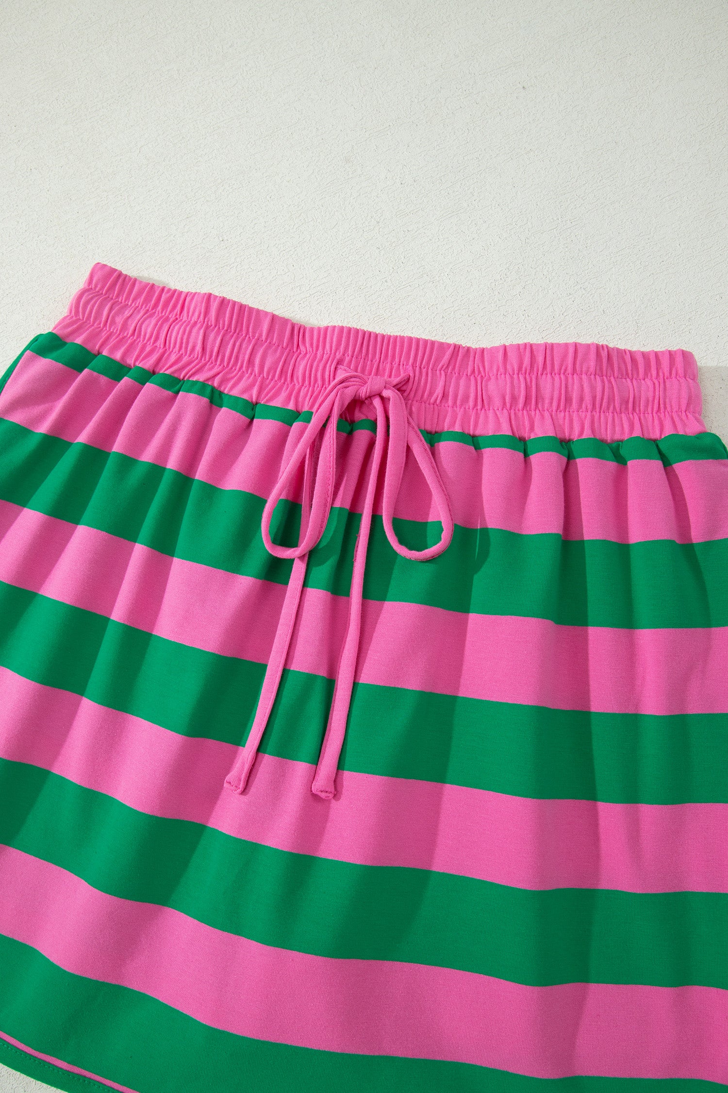 Pink Stripe Dolman Tee Drawstring Skort Athletic 2pcs Set