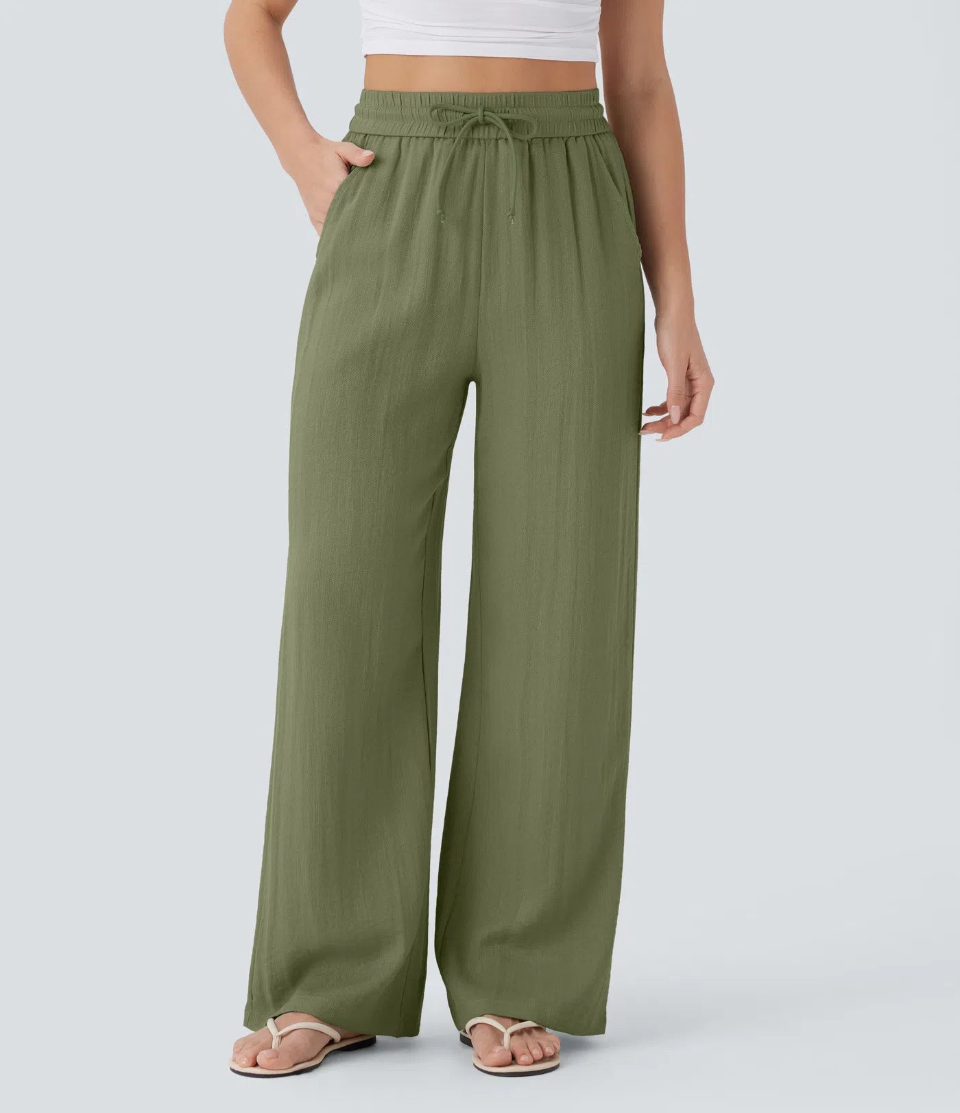 Wide Leg Loose Drawstring Trousers