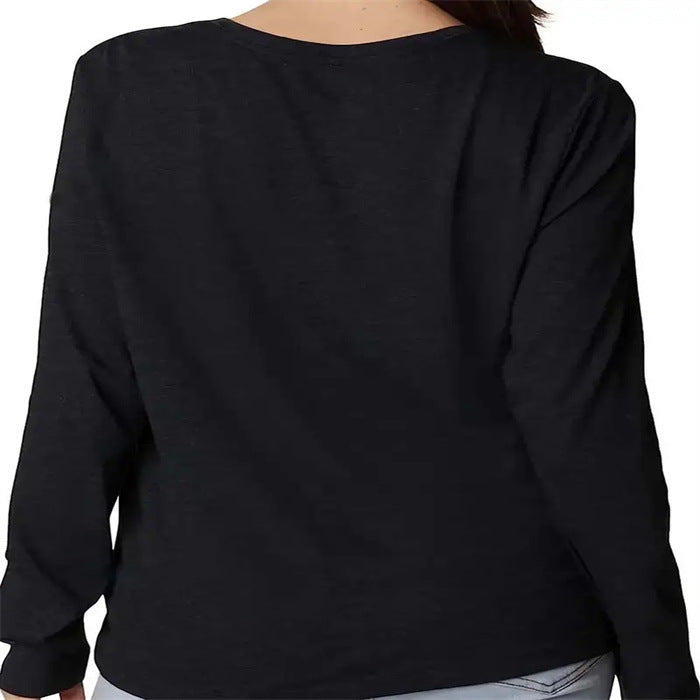 Long-sleeve Crew-neck Top With Printed Design