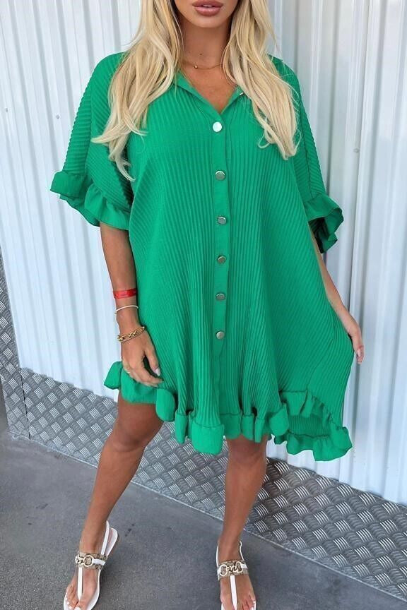 Shirt Dress Ruffle Sleeve