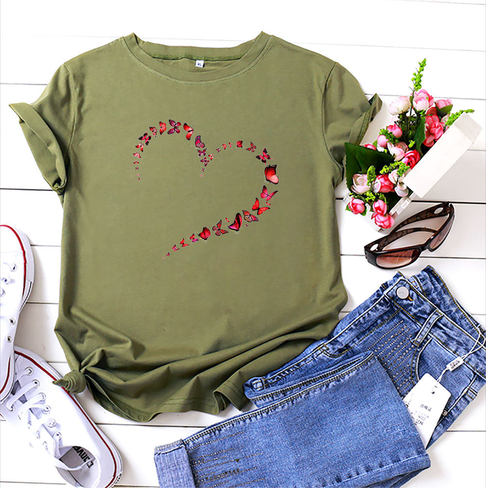Butterfly heart print Short Sleeve