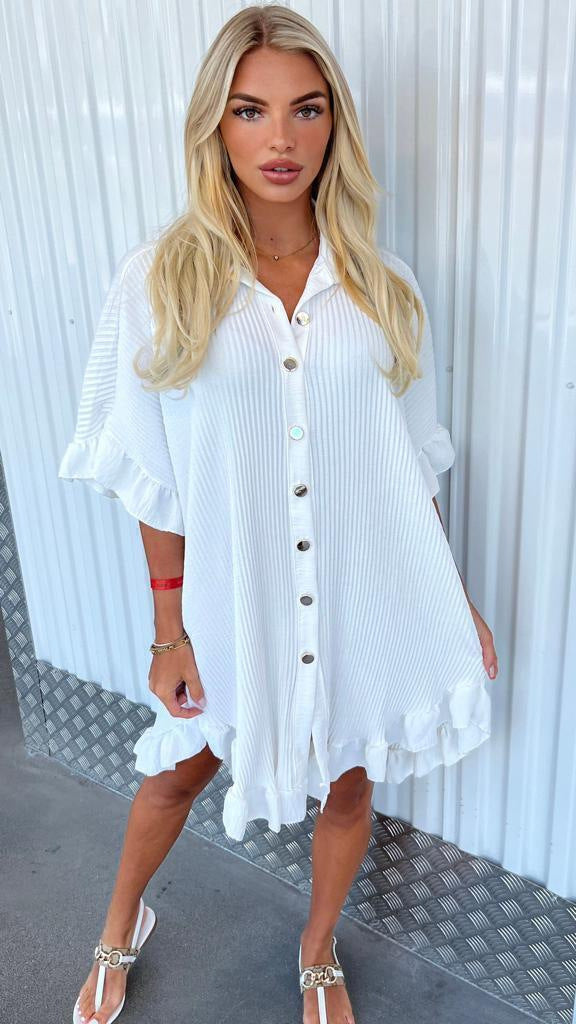Shirt Dress Ruffle Sleeve