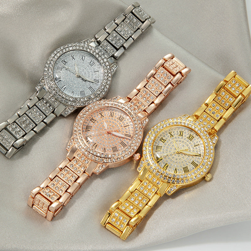 Women's Starry Rhinestone Watch Digital Roman Diamond