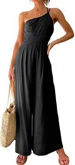 Loose Wide-leg Cotton And Linen Jumpsuit