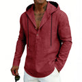 Men's Casual Linen Hoodie Long-Sleeve Top