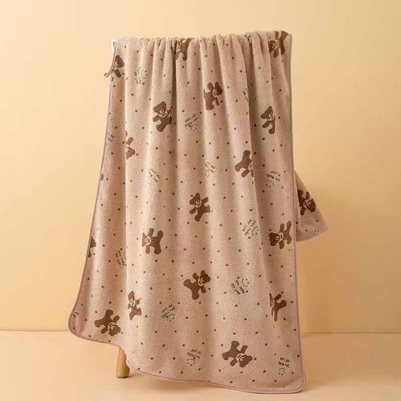 Wide Stripe Dark Stripe Coral Velvet Printing Towels Suit