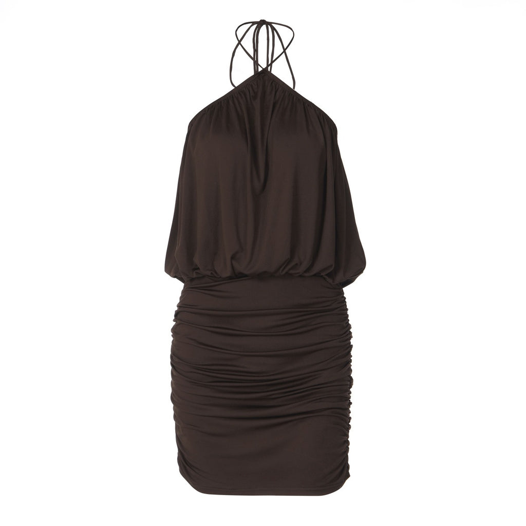 French-style Backless Halter Dress