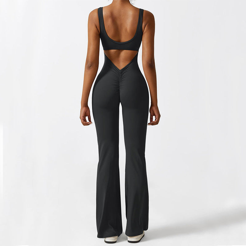 Flared Leg One-Piece Jumpsuit