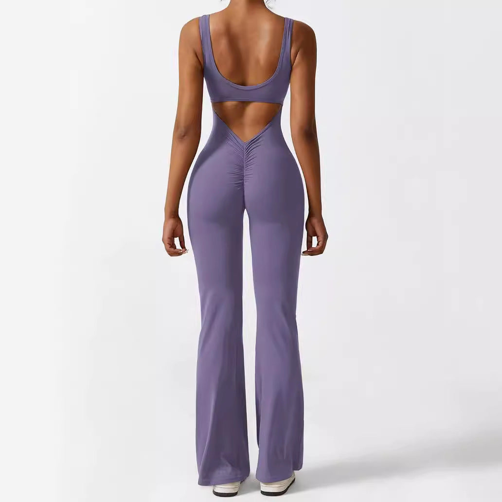 Flared Leg One-Piece Jumpsuit