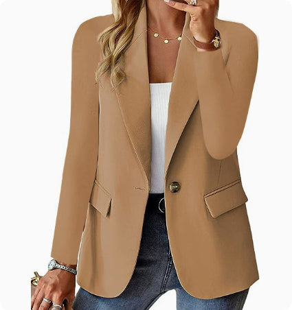 Women's Casual Solid Color Buttons Commuter Cuff Pleated Blazer
