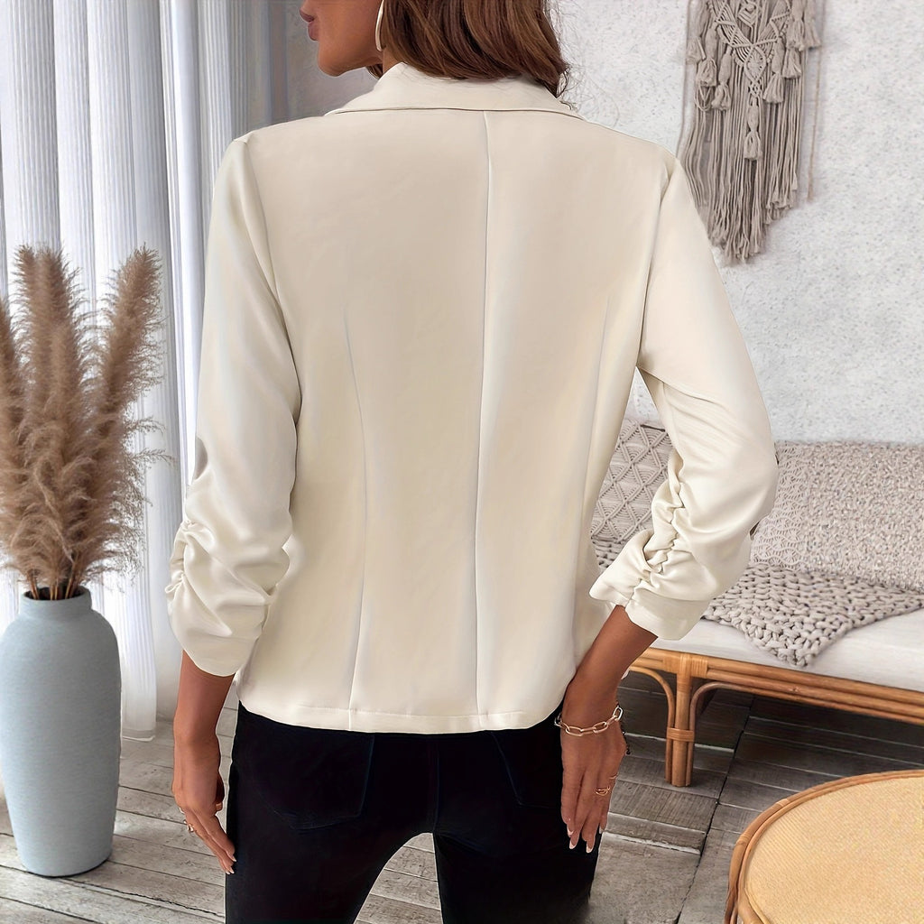 Women's Casual Solid Color Buttons Commuter Cuff Pleated Blazer
