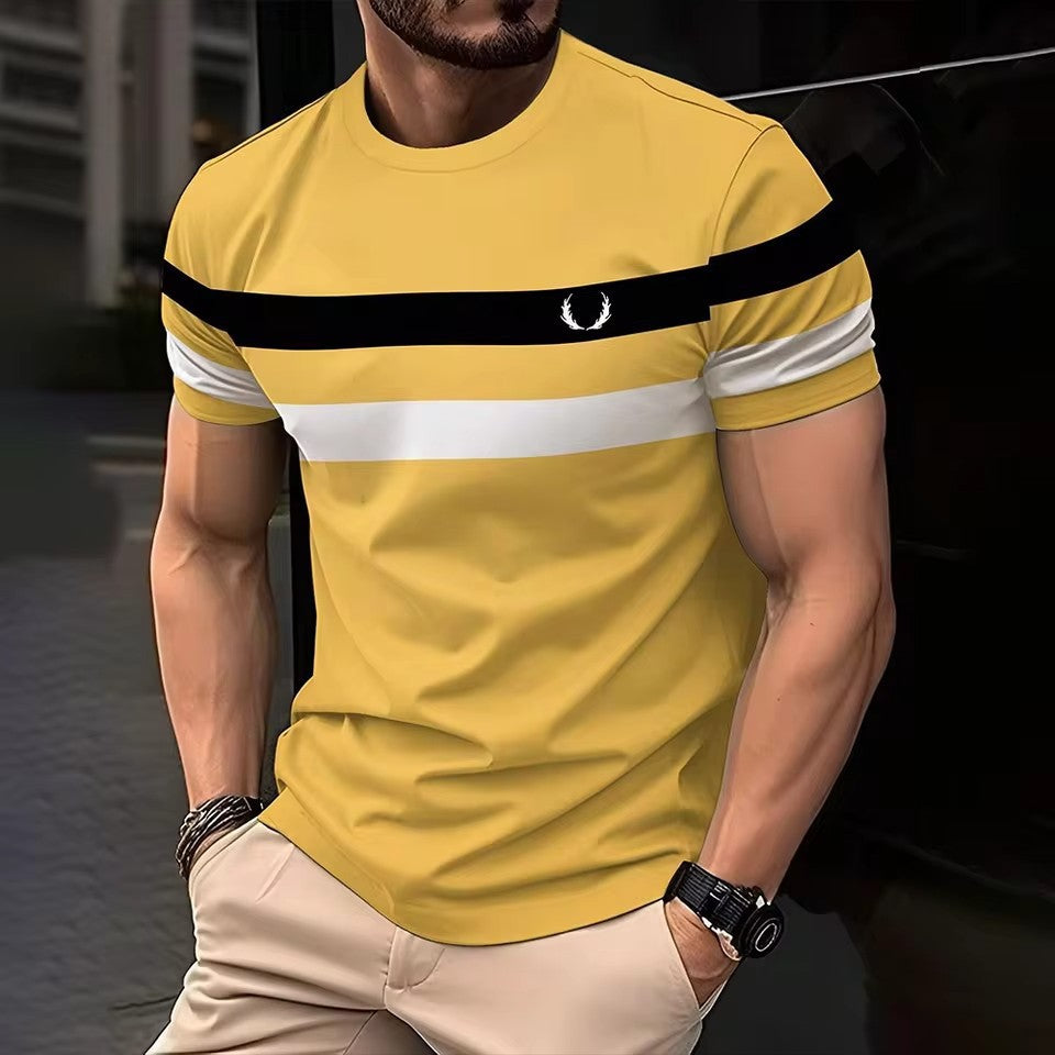Geometric Contrasting Striped T Shirt