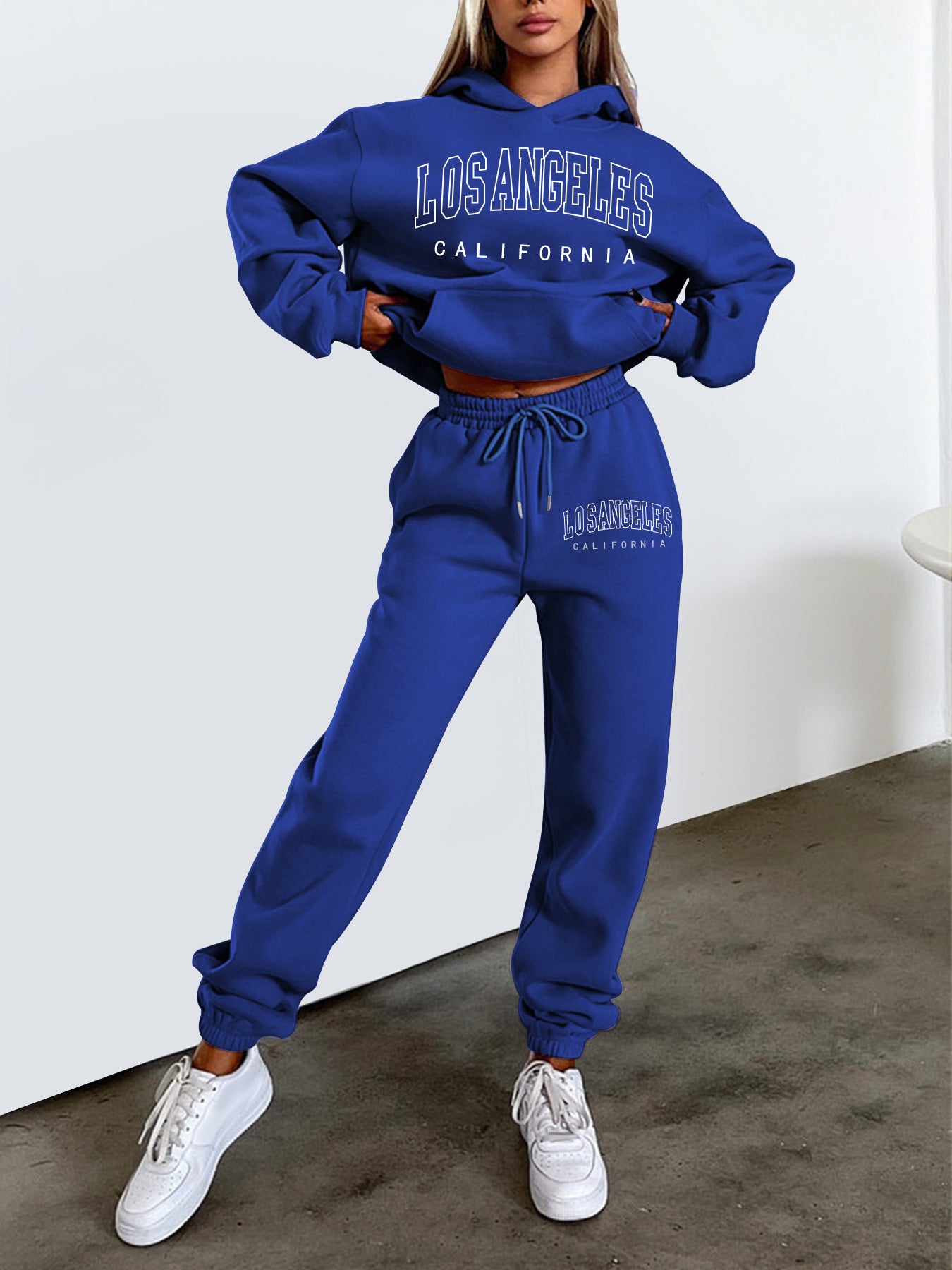 Letter Printing Fleece Loose Leisure Suit