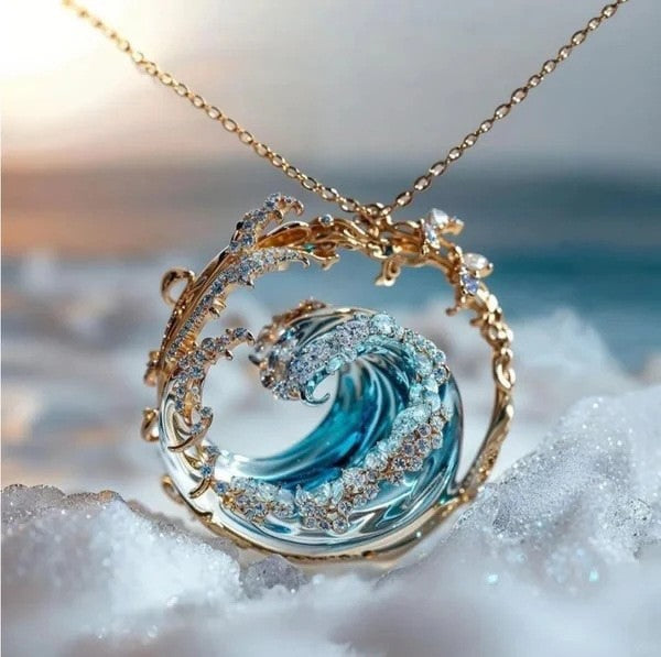 Stainless Steel Spray Necklace Golden Set Silver