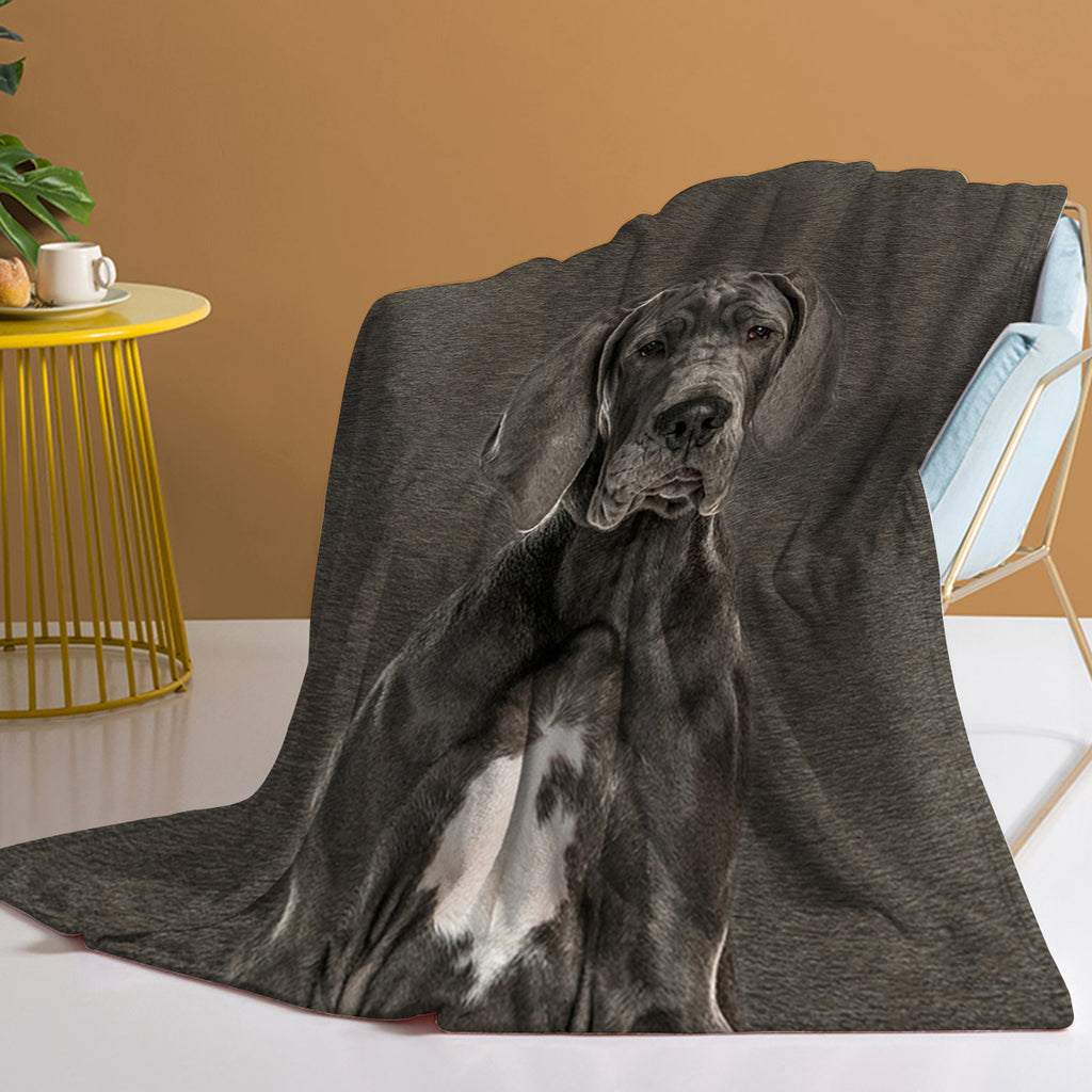 Grey Great Dane Flannel Throw Blanket