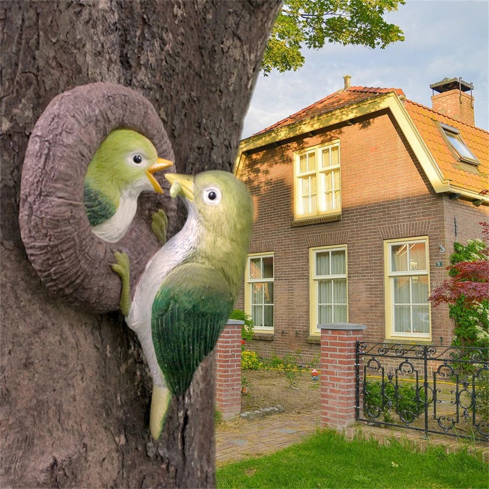 Baby Owl Resin Tree Face Owl Tree Hugger Outdoor Sculpture for Tree Decorations Garden Ornament Tree Statue Peeker