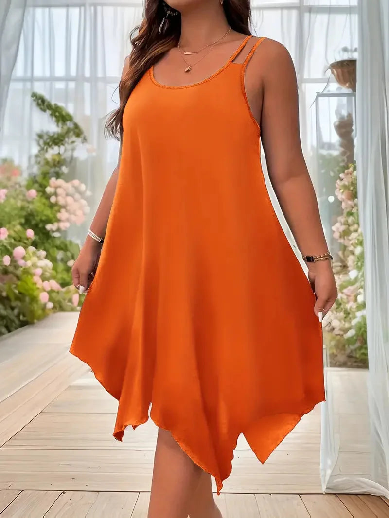 Strappy Asymmetrical Hem T Shirt Midi Dress