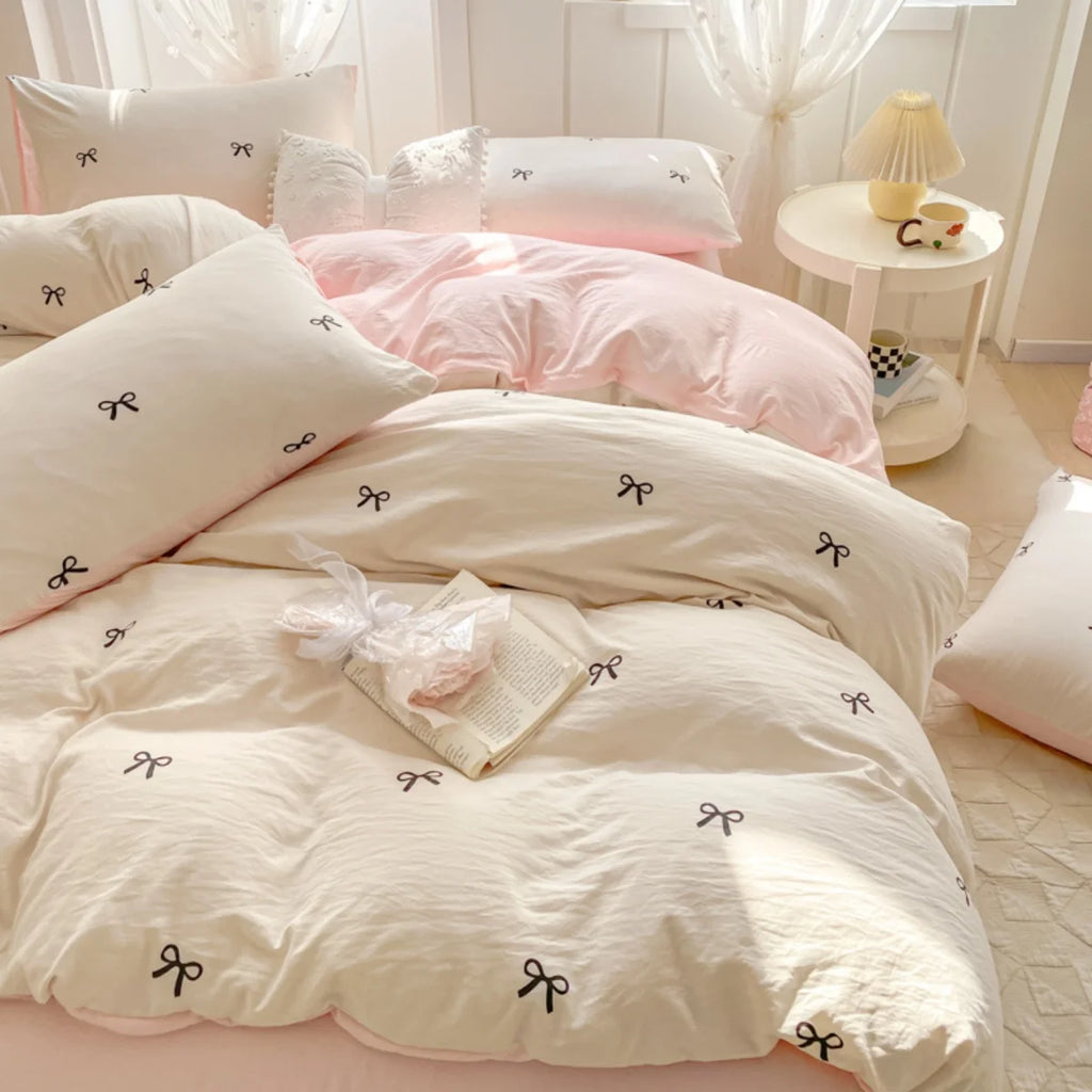 3 Piece Sheet Set  pink bowknot