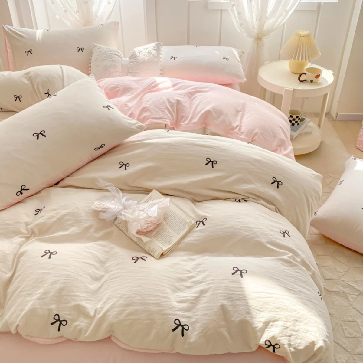 3 Piece Sheet Set  pink bowknot