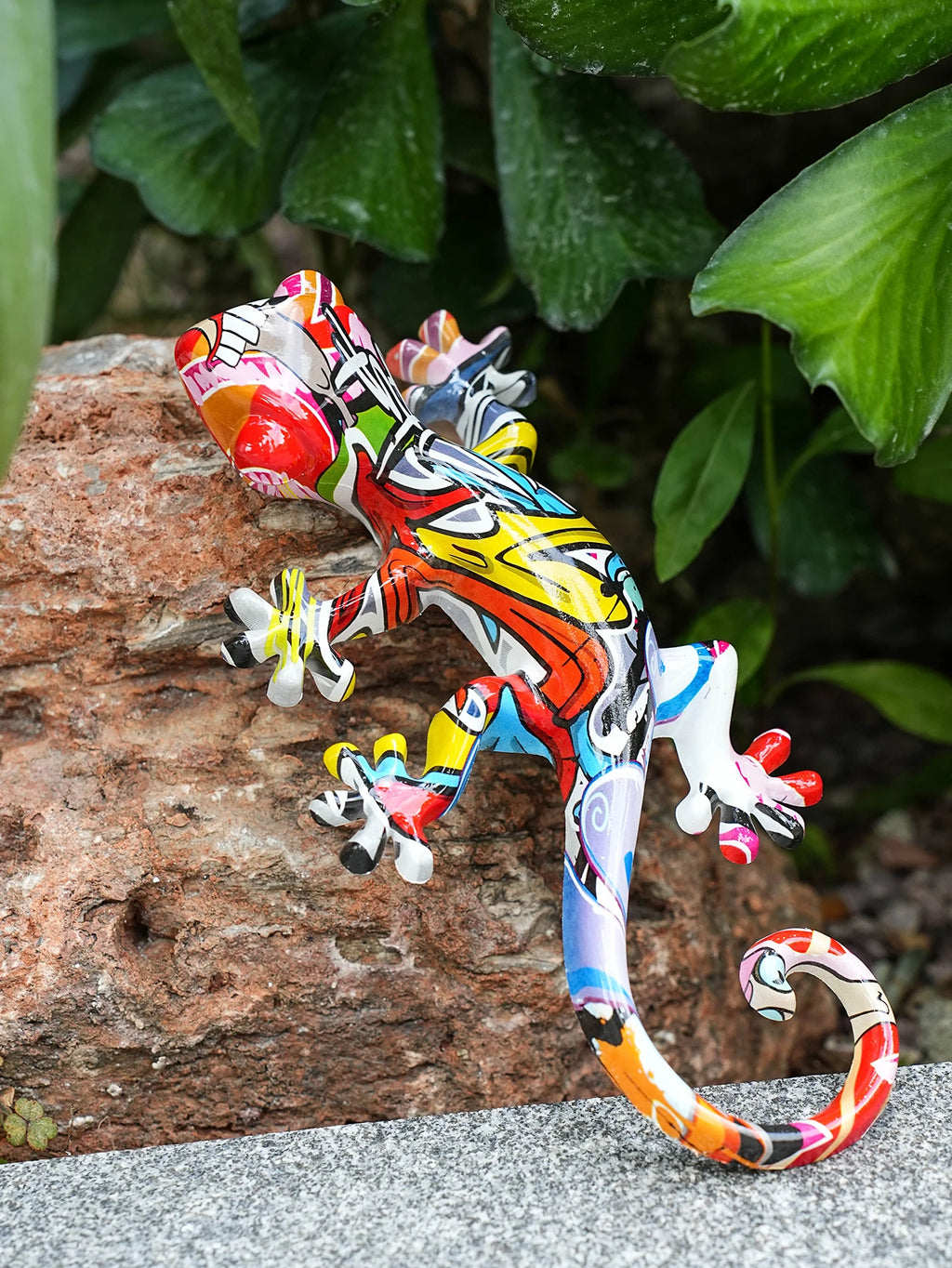 Garden Decor Statue Resin Gecko Wall Art Decor, Water Transfer Figurines Lizard Outdoor Hanging Decorations For Home Decor