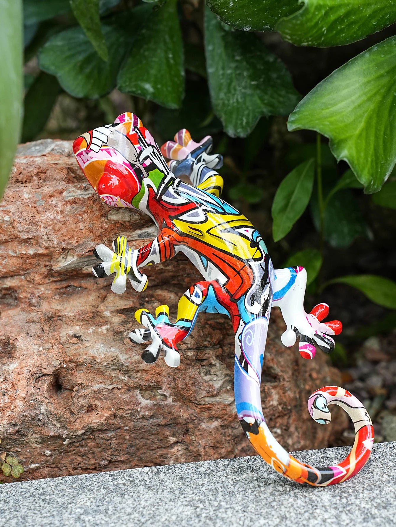 Garden Decor Statue Resin Gecko Wall Art Decor, Water Transfer Figurines Lizard Outdoor Hanging Decorations For Home Decor