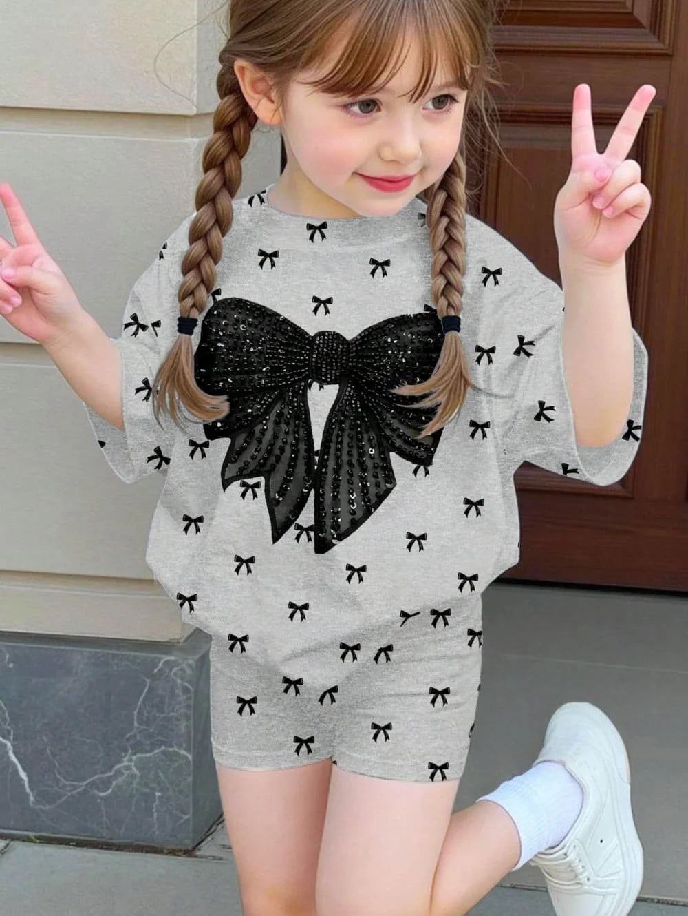 Bow shorts & tshirt Set