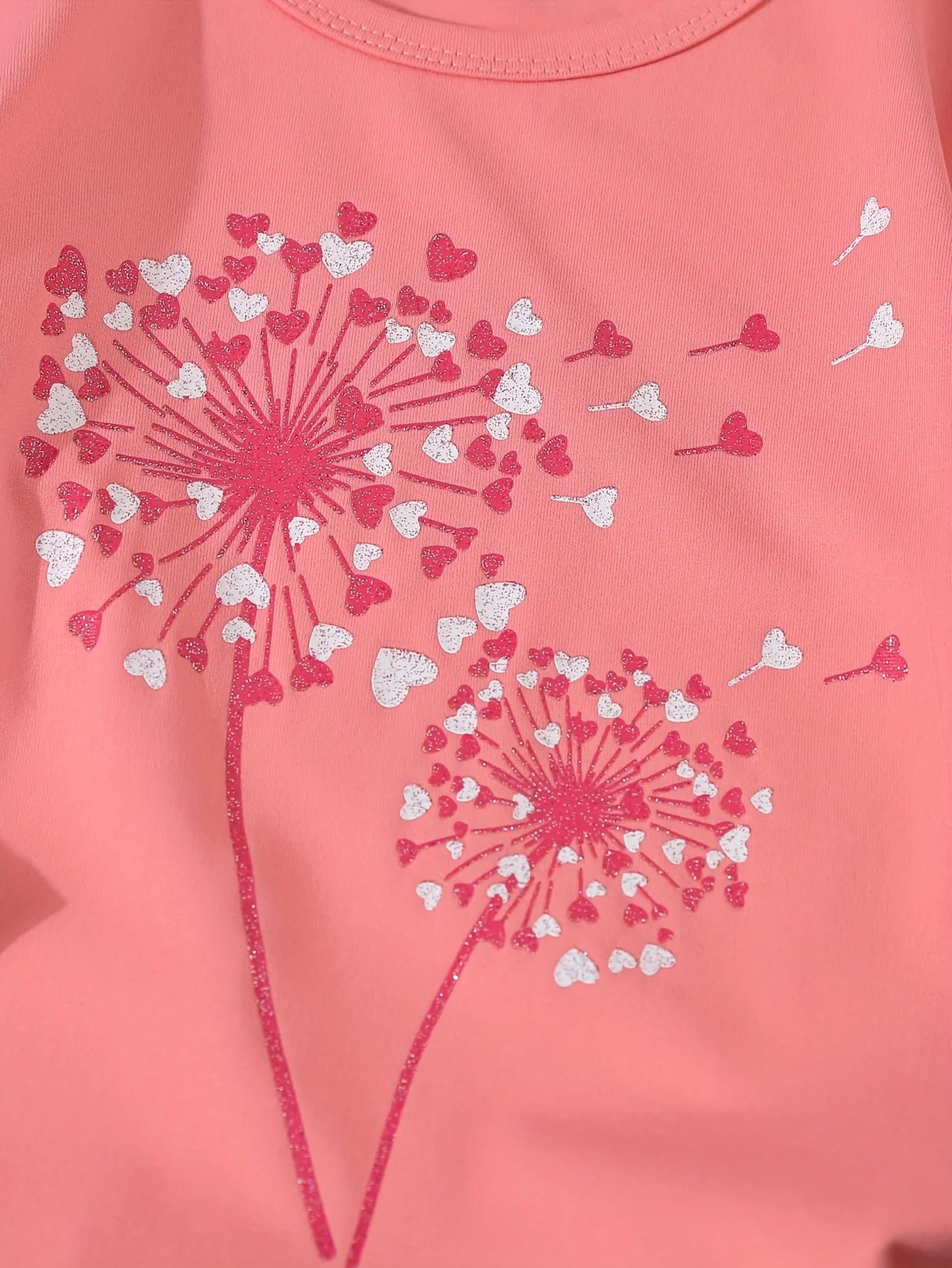 A 3-Piece Summer Heart-Shaped Printed Round-Neck T-Shirt For Girls, A Street Fashion And Versatile Short-Sleeved Top