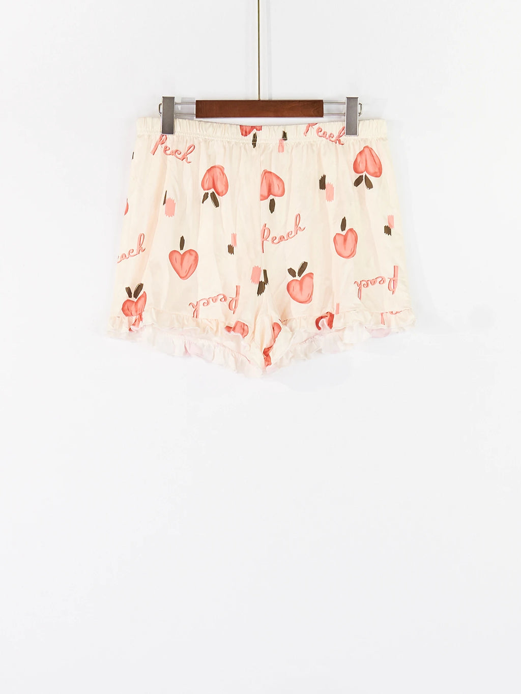 Plus Size Women's Spring Summer Loungewear Set Sweet Girly Peach Print Cami Top with Shorts Soft Pajamas Sleepwear