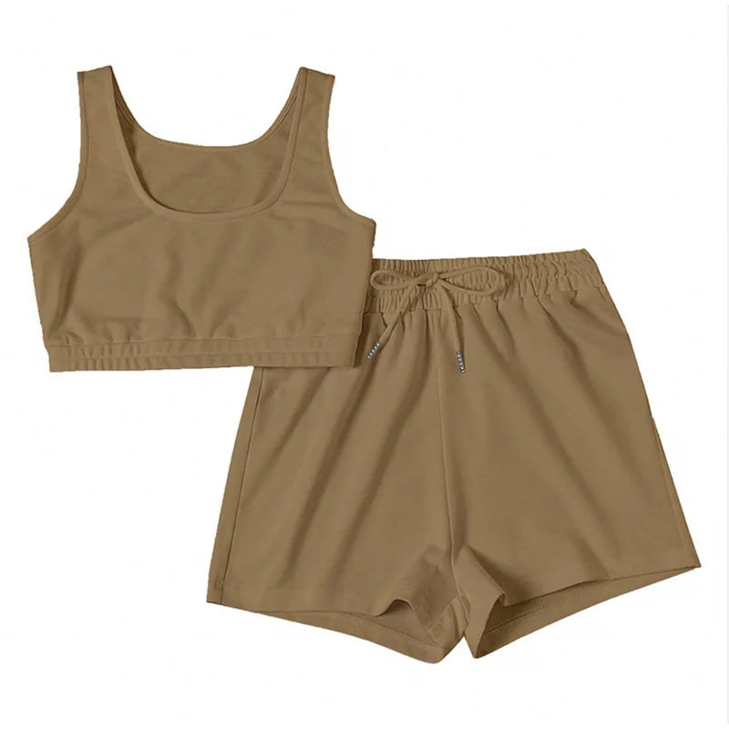 two piece crop top and shorts set