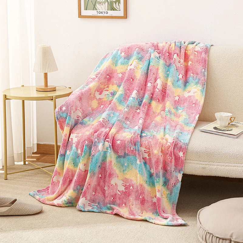 New spacecra Glow in The Dark Blanket Unicorn Gift